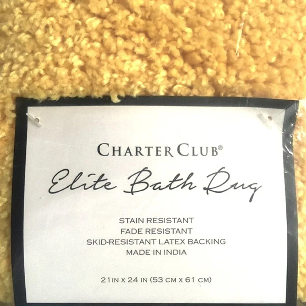 new LEMON CITRUS Charter Club Elite Plush Contour Rug w/ Skid Resistant Backing